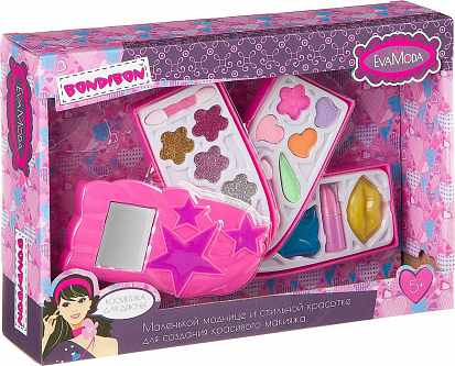 Фото товара ВВ2276 Набор детской декор. косметики Bondibon Eva Moda, BOX 27*19*6,2 см; косметичка-телефон, 3х-ур