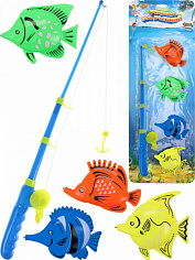 M1255 Рыбалка пластиковая "РЫБКА ЗА РЫБКОЙ-8" (4 рыбки, 1 удочка, в блистере) (Арт. M1255)