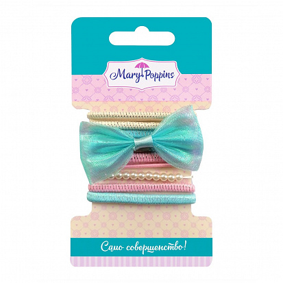 Фото товара 455424 Набор резинок для волос "Нежность" голуб., 6,5*3,5 см., 11 шт.