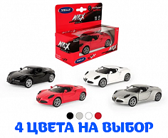 43676W Машинка WELLY 1:38 Alfa Romeo 4C, пруж. мех., цв. в асс.
