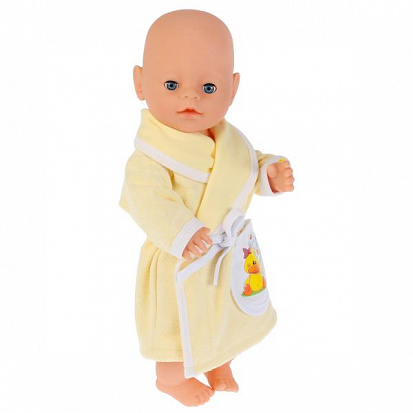 Фото OTF-1901G-RU Одежда для кукол "Карапуз" 40-42см, желтый халатик "утенок" в пак.