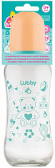 LUBBY16031 Бутылочка для кормления с соской молочной"малыши и малышки" от0 мес.250мл.,стекло,силикон