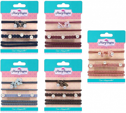 Фото товара 455338 Набор резинок для волос "Бусинка" борд.., 4 шт., в ас-те