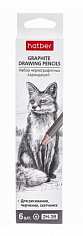 Х-ВL_071086 Карандаши графит. 6шт Hatber (2Н,Н,НB,В,2В,3В)" с заточ. в карт.короб. с европодвесом