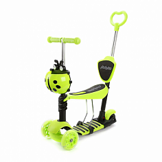 641274 Самокат Moby Kids Божья коровка 3 в 1, свет. кол., зеленый