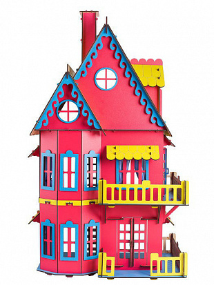 Фото Д-009 Сборная игрушка "Кукольный домик" розовый. Материал ХДФ Габариты игрушки: 81/45/29 см