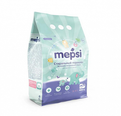 Фото 0516 Стиральный порошок на основе натурального мыла для детского белья Mepsi 4 кг (0516)