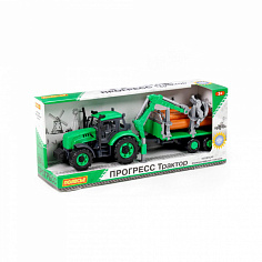ПОЛЕ96487 Трактор "Прогресс" лесовоз инерционный (зелёный) (в коробке)