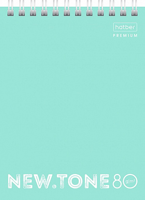 Фото товара Блокнот ХАТБЕР А6 "PREMIUM"NEWTONE PASTEL МЯТА", 80л., клетка, обложка мел. картон, глянц. ламин., н