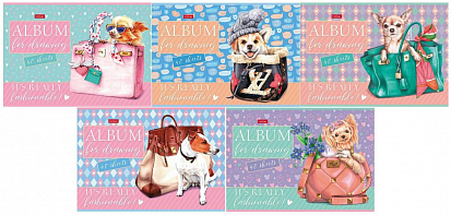 Фото товара Альбом для рисования ХАТБЕР А4 40 л "FASHION DOGS",скоба, 5 диз (074745) (7/35)