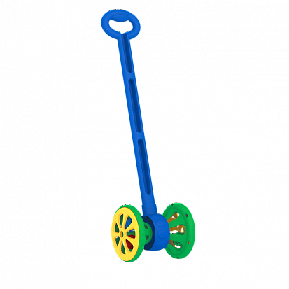 Фото 760/1н Каталка "Весёлые колёсики" с шариками (сине-зелёная)