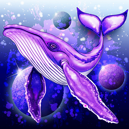 Фото ХК-8778 Холст с красками 20х20 по номер. в кор. (цв.13) Фиолетовый кит (Арт. ХК-8778)