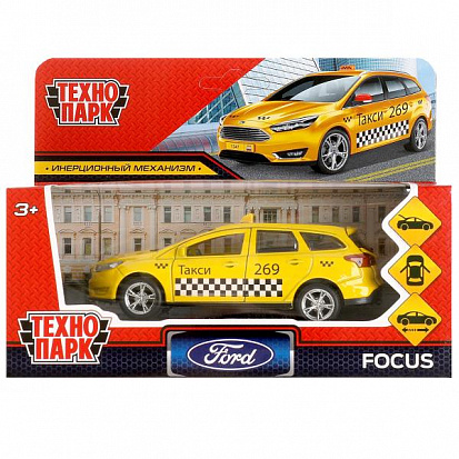 FOCUSSW-12TAX-YE Машина металл FORD FOCUS TURNIER ТАКСИ длина 12 см, двер, багаж, инерц, кор. Техноп фото  в Джанкое купить