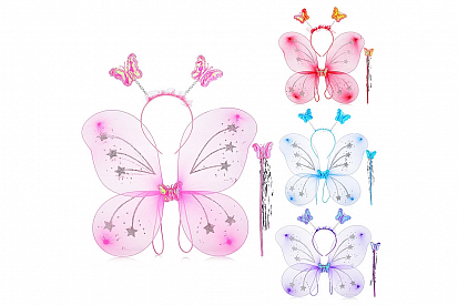 Фото товара S0882 Набор "Крылья карнавальные" Волшебница (ободок, крылья, палочка) в пакете