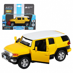 1251389JB ТМ "Автопанорама" Машинка металл. 1:32 Toyota FJ Cruiser,желтый, инерция, свет, звук, откр