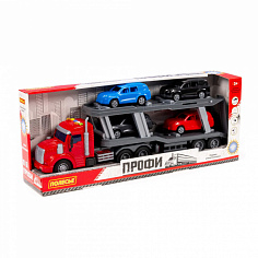ПОЛЕ83972 "Профи", автомобиль-тягач с полуприцепом-автовозом инерционный (со светом и звуком) 