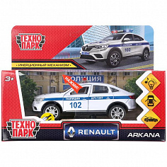 ARKANA-12SLPOL-WH Машина металл свет-звук RENAULT ARKANA ПОЛИЦИЯ 12 см, двери, багаж, кор. Технопарк