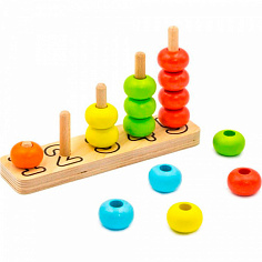 ПСЧ3001 Пирамидка "Счеты", 15 деталей, диаметр колец 30 мм 210*120*60