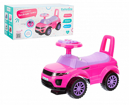 Фото IT107112 Толокар "Elefantino" цвет розовый, музыкальный руль, удобная ручка, пласт. колеса, диаметр 
