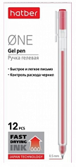 Ручка гелевая HATBER "ONE " автомат, 0,5мм, 12шт, чернила fast dry , красная (GP_058630) (058630)