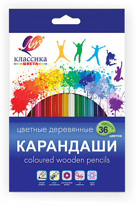 Фото Карандаши цветные ЛУЧ "Классика" 36цв., шестигранные, деревянные (31С 2032-08)