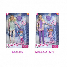 8356-DEFA Набор из 2-х кукол (мама+ дочка лыжница) с аксесс., в ассорт. в пласт. кор.