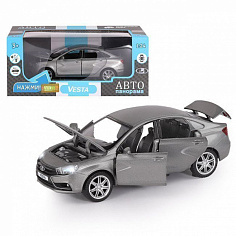 1251126JB ТМ "Автопанорама" машинка металлическая, LADA VESTA седан, масштаб 1:24, цвет серый, откр