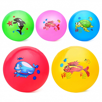 Фото 00-3949 Мяч надувной PVC "Морские приключения" 22,5 см., 60 гр. (цвет микс)
