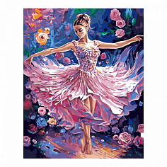 LORI Кпн-356 Картина по номерам на картоне 40*50 см "Балерина и роза"