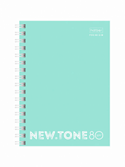 Блокнот ХАТБЕР А6 "PREMIUM"NEWTONE PASTEL МЯТА", 80л., клетка, пласт. обложка, на гребне (80Б6A1гр_0
