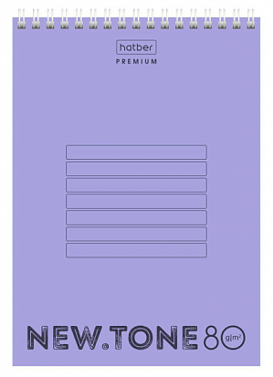Фото товара Блокнот ХАТБЕР А5 "PREMIUM"NEWTONE PASTEL ЛАВАНДА", 80л., клетка, пласт. обложка, на гребне(80Б5A1гр