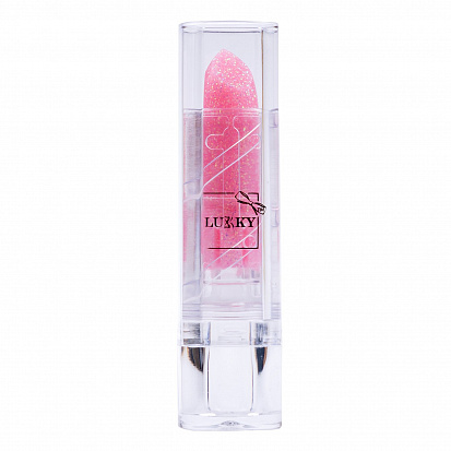 Фото Lucky Т15386 помада для губ с блёстками, с ароматом клубники, розовый, блистер 