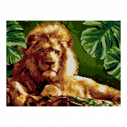 Фото LORI Ам-060 Алмазная мозаика 30*40 см (частичное заполнение) "Мудрый лев"