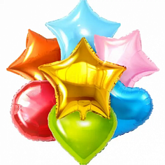 Шарик фольгированный с гелием Звезда/Сердце 18"/46см цвет в ассортименте