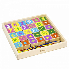 КШЦ3003 Конструктор "Шнуровка цифры", 30 деталей, 4 шнурка, 265*225*35