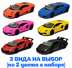5370WKT Н 1:38 Lamborghini матовые 3 вида (Aventador LP 700-4/Murcielago LP640/Veneno) в инд.кор.