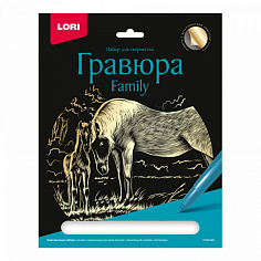 LORI Гр-643 Гравюра Family большая с эффектом золота "Лошади"