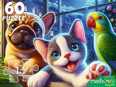 Х60-2003 ПАЗЛЫ 60 элементов. НОЧНОЕ СЕЛФИ ПИТОМЦЕВ (Арт. Х60-2003)