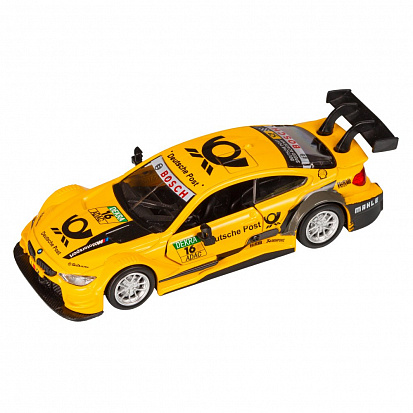 Фото 1251211JB ТМ "Автопанорама" Машинка металл. 1: 43 BMW M4, желтый, инерция, откр. двери, в/к 17,5*12,