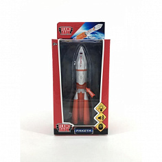 ROCKET-18SL-WHOG Модель металл свет-звук ракета высота 18 см, люк, бело-оранжевый, кор. Технопарк