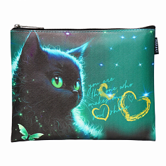 Папка для тетрадей deVENTE "BLACK CAT" A5 27x20,5x1 см, на молнии, матовый кожзам (8056472)