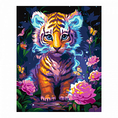LORI Кпн-396 Картина по номерам на картоне 40*50 см " Тигрёнок"
