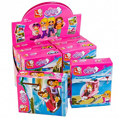 M38-B0600 Конструктор пласт. лодка/вертолет/машина в ассорт., с фигуркой в кор. в дисплее уп-8шт