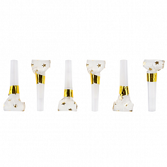 Язычок-гудок Звезды Белый/Золото 6шт.6232260