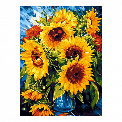 LORI Кпн-264 Картина по номерам на картоне 28,5*38 см "Подсолнухи" фото