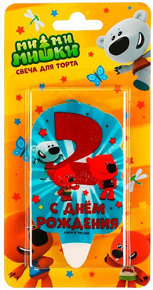 Фото товара CC-74848-02-MIMI Свеча для торта Со стикером "2" Ми-ми-мишки блистер ЧУДО ПРАЗДНИК