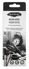 Набор карандашей чернограф. ACMELIAE 8 тверд. (2Н,Н,НВ,В,2В,4В,6В,8В) в картоне (43594)