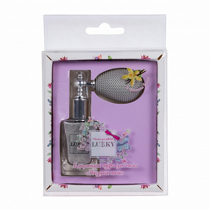 Фото товара 1toy Т16129 Lukky серебристая мерцающая пудра для тела в распылителе "Звёздная пыль" с ароматом вани