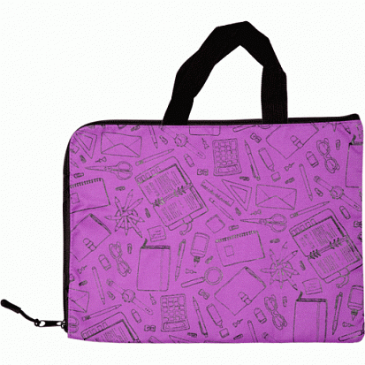 Фото Папка для тетрадей А4 deVENTE "SCHOOL", текстильная, горизонтальная, на молнии, фиолетовая (3072067)