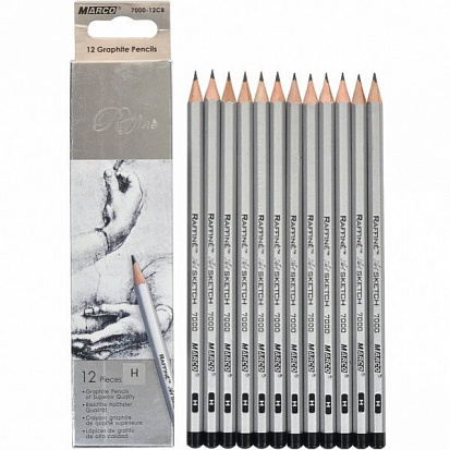 Фото MARCO 7000DM-12CB 2B Набор чернографитных карандашей MARCO "RAFFINE", 2B, 12шт, шестигранные (цена 